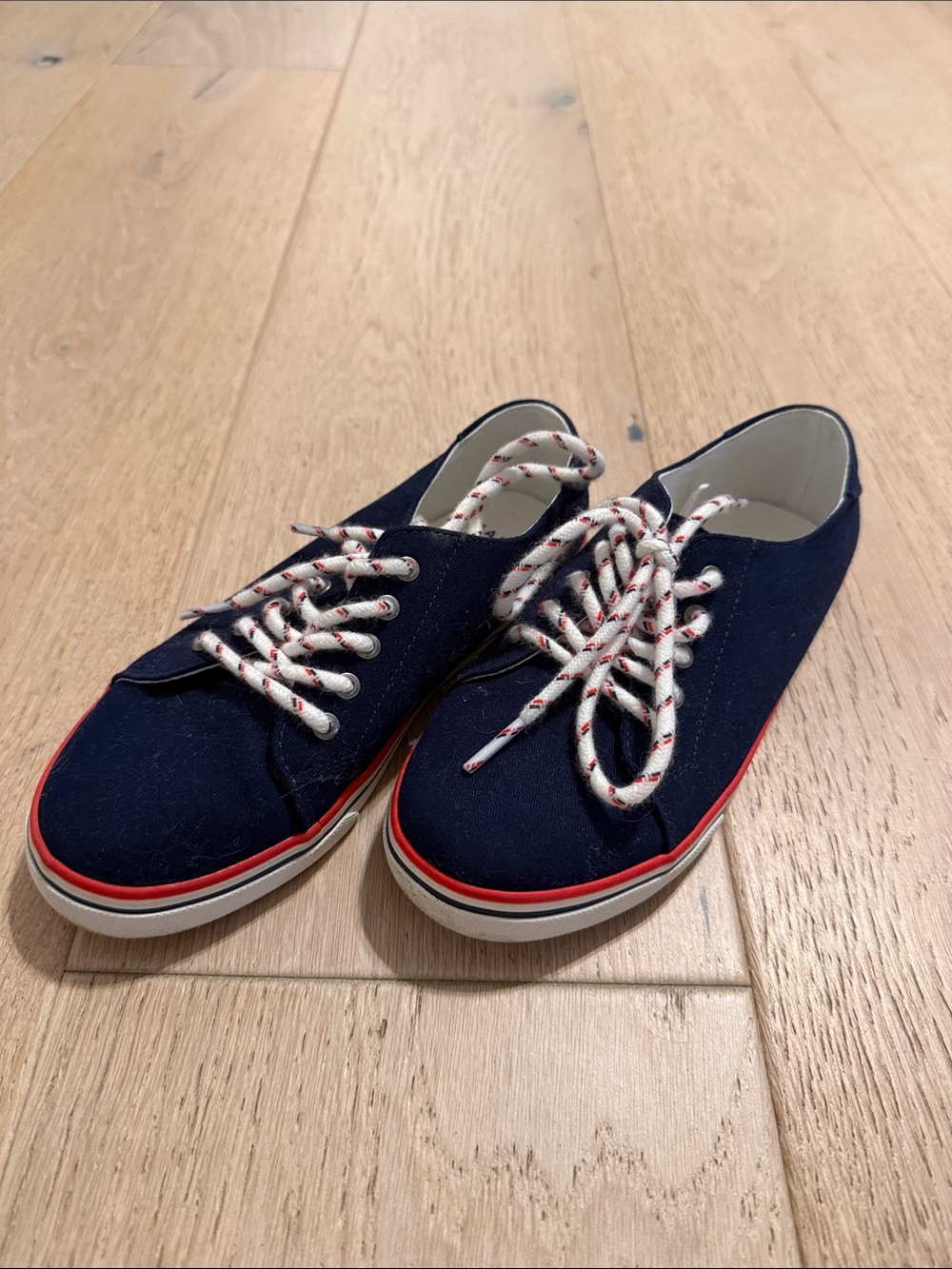 Janie and Jack Navy Canvas Sneakers with White Accents